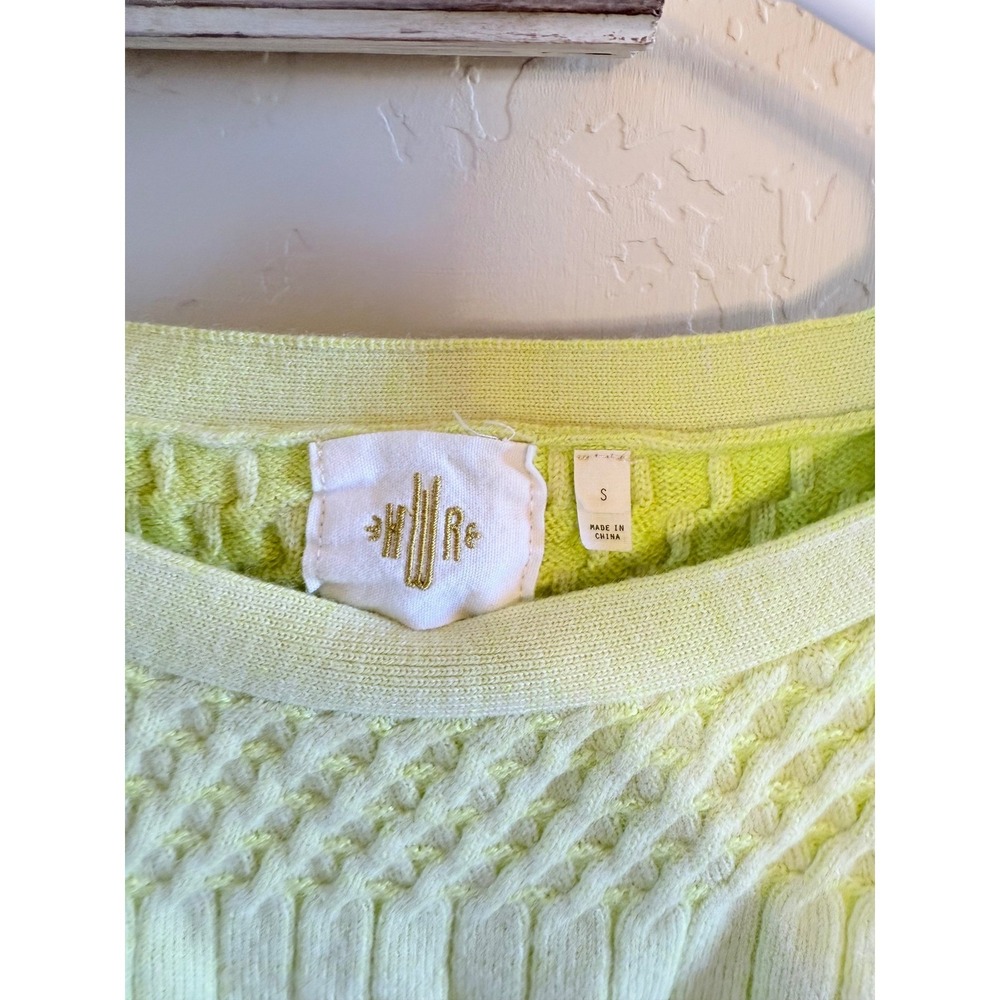 Anthro HWR Wool Blend Textured Knit Citron Lemon Sweater Top Size S Twee Girl - Picture 4 of 7